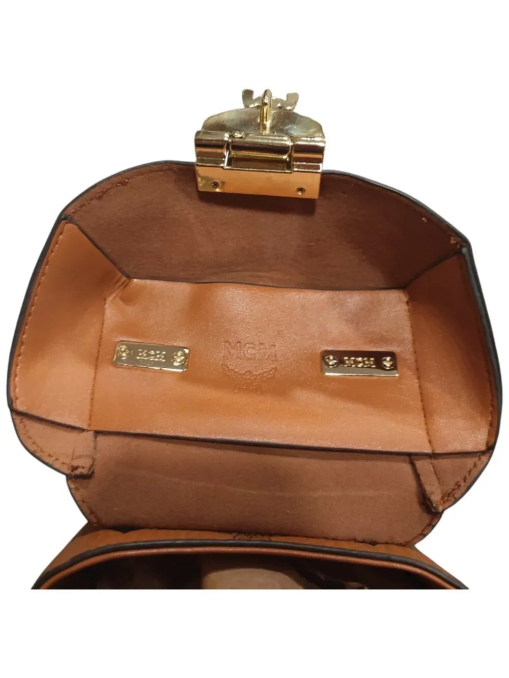 MCM Mini Bag Purse Brown/Cognac Klassik Crossbody in Visetos (missing strap)